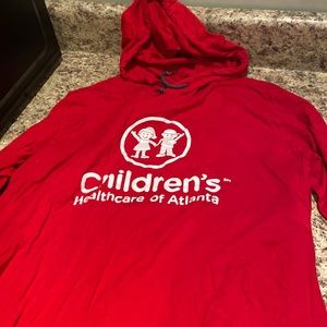 Red long sleeve shirt with hood